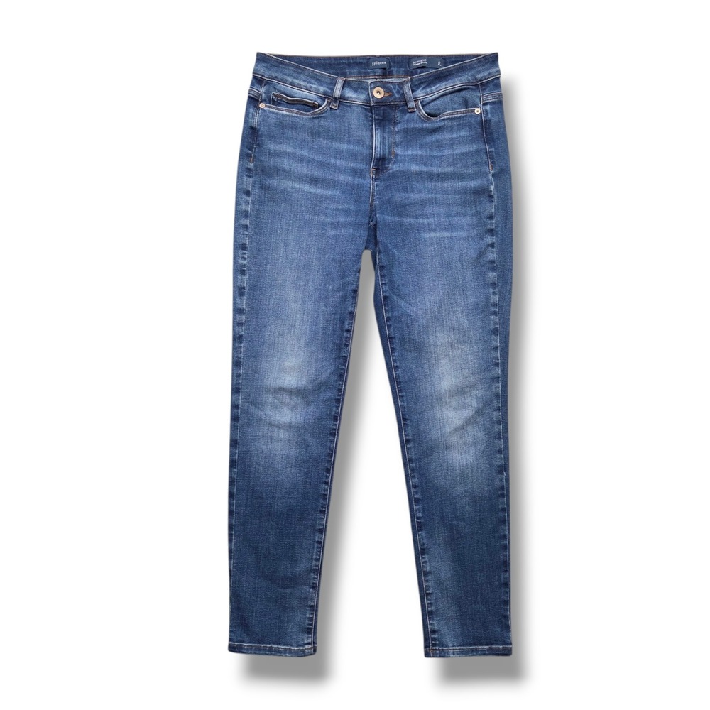 J Jill Boyfriend Straight Leg Ankle Jeans Womens 8 Petite Mid Rise Stretch Denim